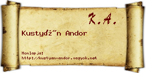 Kustyán Andor névjegykártya